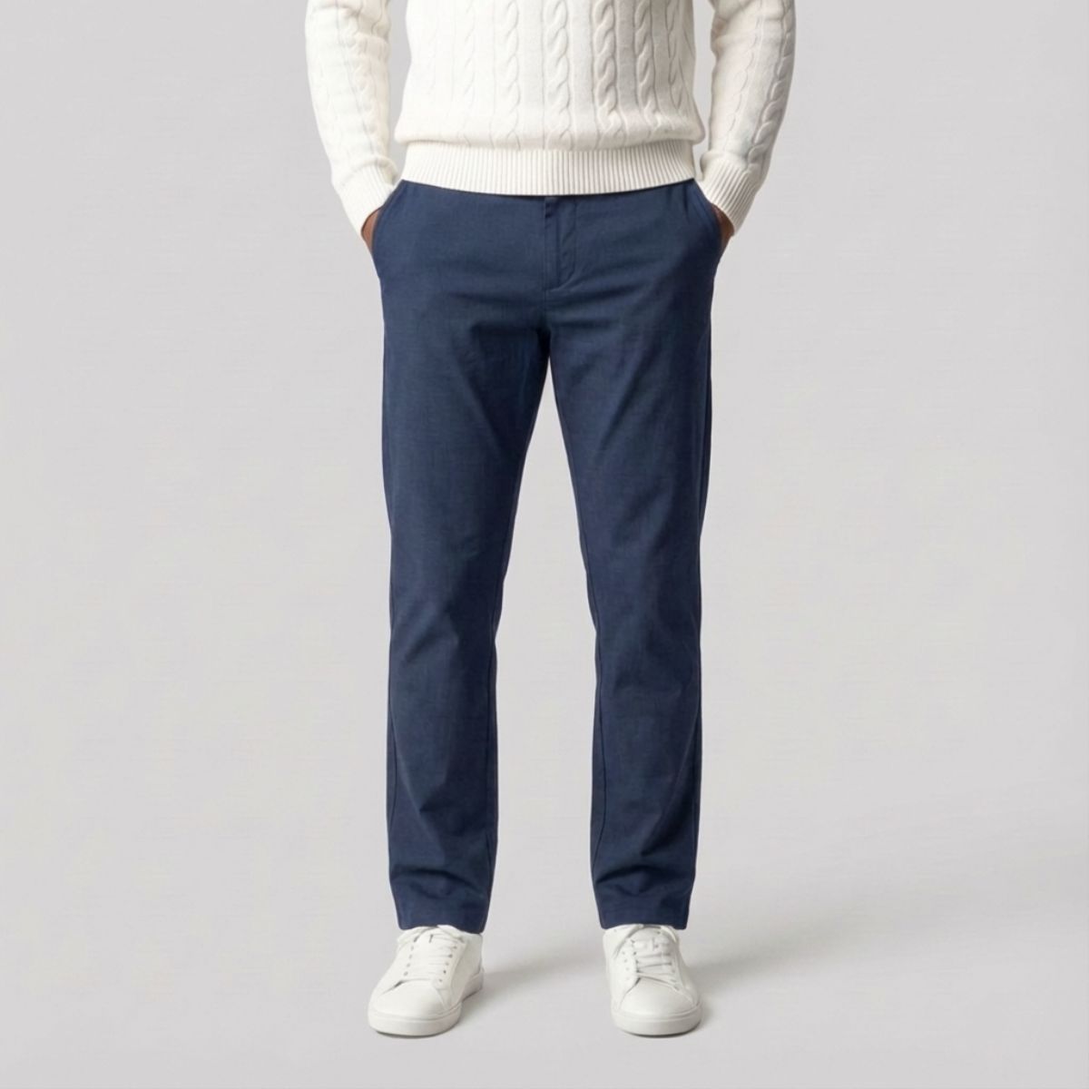 Regular Fit Straight Chino Diepblauw