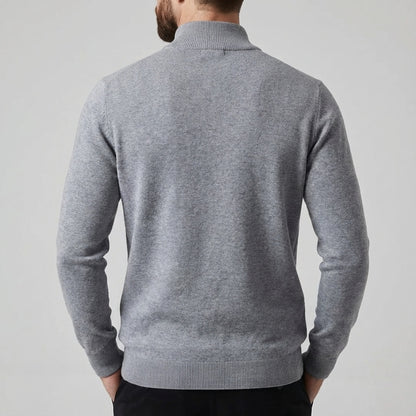 Long Sleeve Regular Fit Ritskraag Pullover Stalegrijs