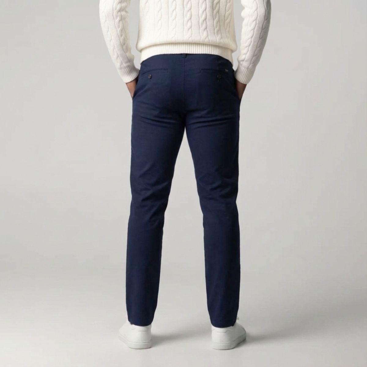 Regular Fit Straight Chino Diepblauw