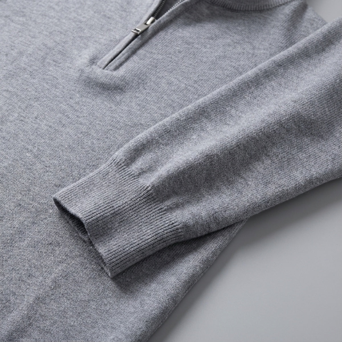 Long Sleeve Regular Fit Ritskraag Pullover Stalegrijs