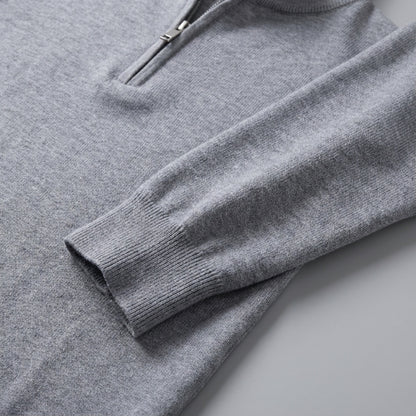 Long Sleeve Regular Fit Ritskraag Pullover Stalegrijs