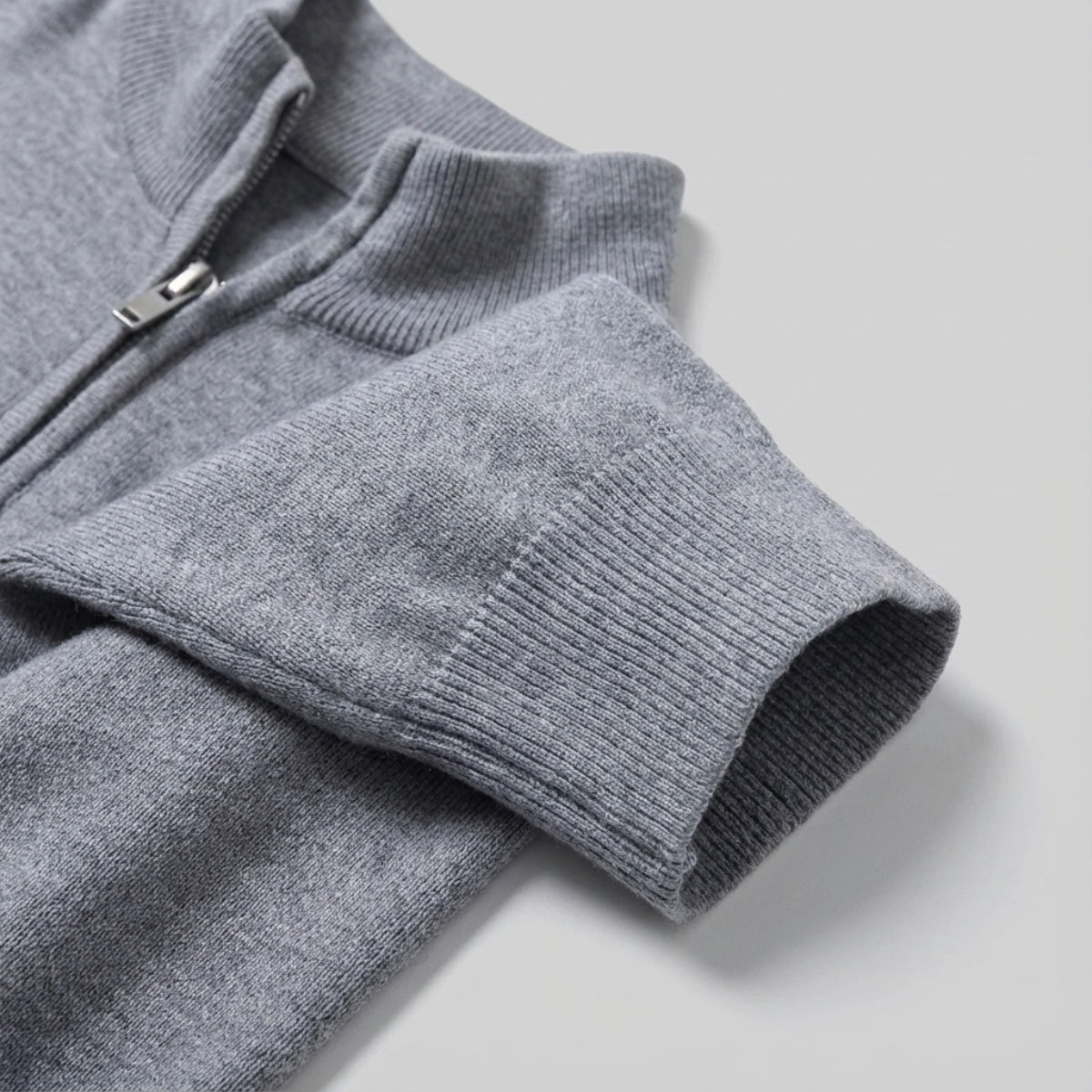 Long Sleeve Regular Fit Ritskraag Pullover Stalegrijs