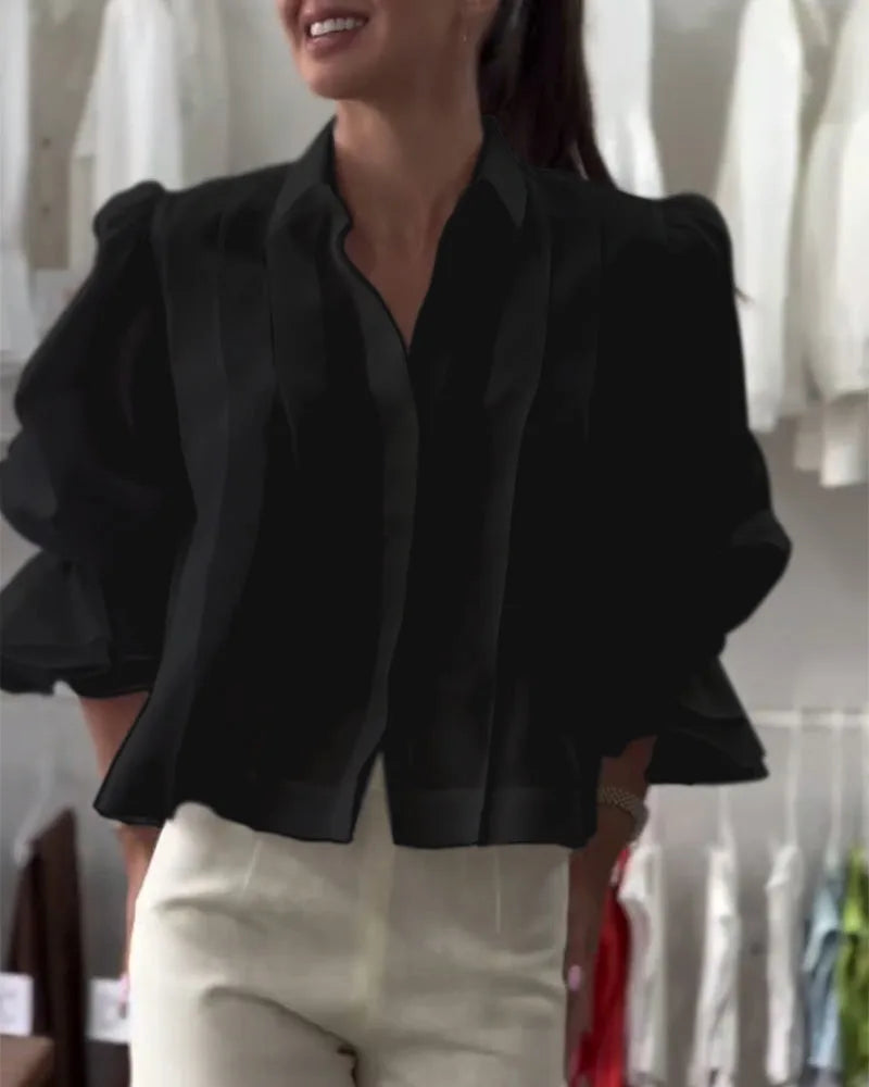 Blouse met Ruffles en Lange Mouwen