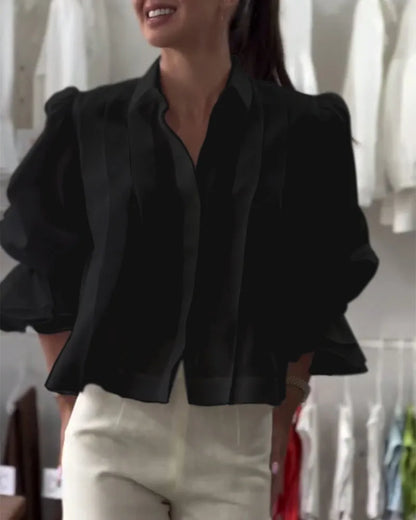 Blouse met Ruffles en Lange Mouwen