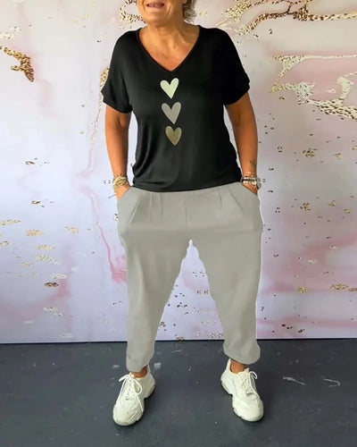 Pantalon met Elastische Taille en Zakken