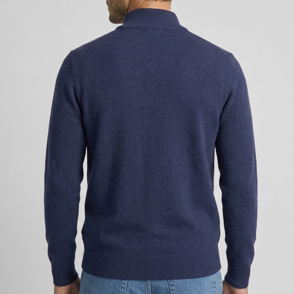 Long Sleeve Regular Fit Ritskraag Pullover Inktblauw