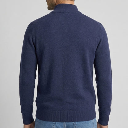 Long Sleeve Regular Fit Ritskraag Pullover Inktblauw