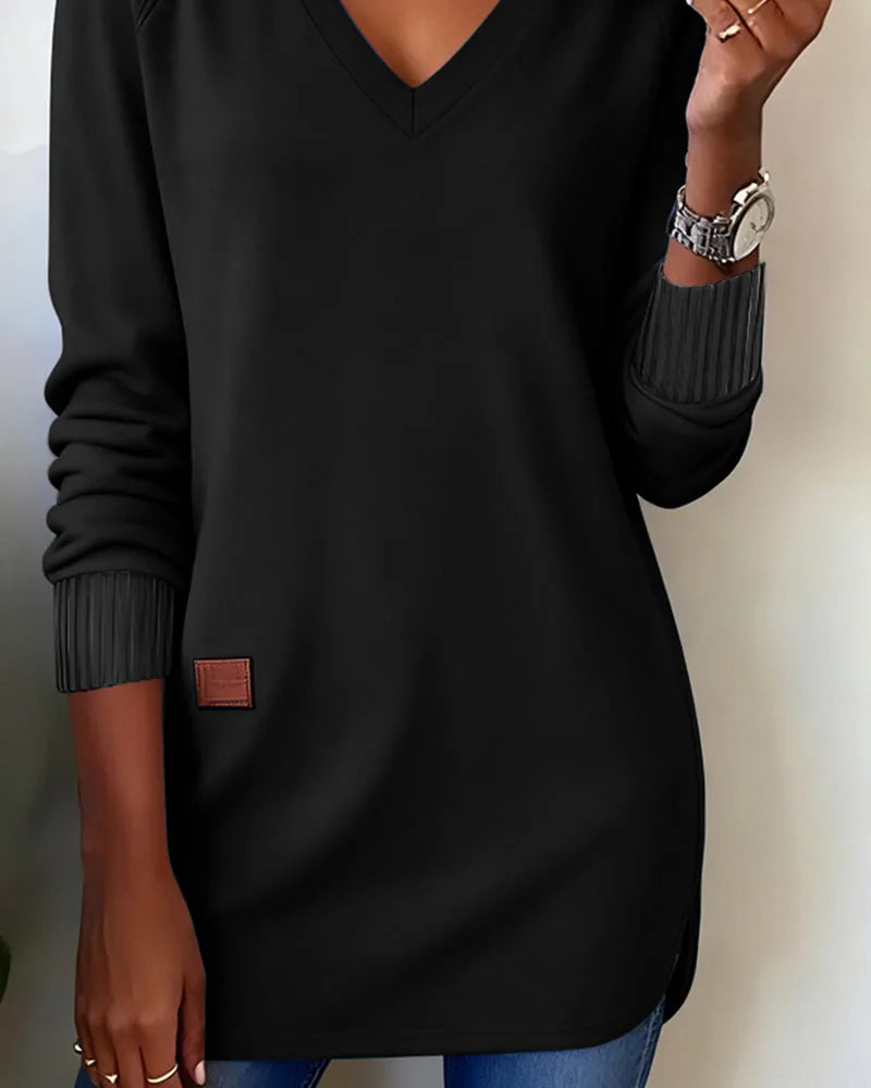 Sweater met V-hals en lange mouwen