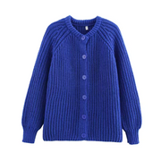 Kendal - Blauwe Gebreide Cardigan voor Een Zorgeloze Look Women's Cardigan Zavalori Donkerblauw 8 (S)