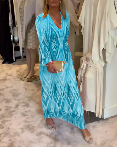 Maxi jurk met diepe V-hals en ruffles