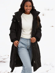 MAUDY - Dames Lange Gevoerde Winterjas met Capuchon Winter Coats Zavalori