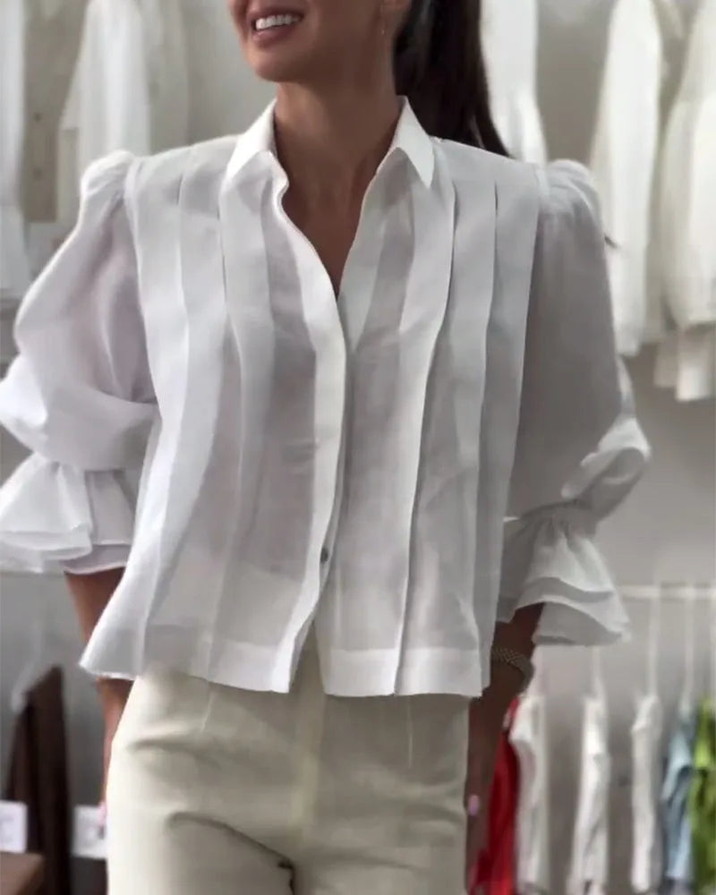 Blouse met Ruffles en Lange Mouwen