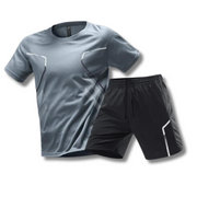 Leon | Heren Sportset | Zomerlook voor Tennis, Padel en Hardlopen Sportset man Zavalori Donker grijs XS