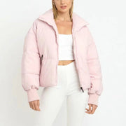 LEVA - Dames Cropped Puffer Winterjas Women's Jacket Zavalori Roze 6 (XS)