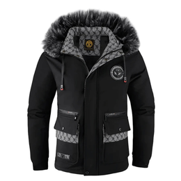 Herenjas voor de Winter | Dikke, Warme Jas met Capuchon Men Jackets Zavalori Zwart Schoonheid S