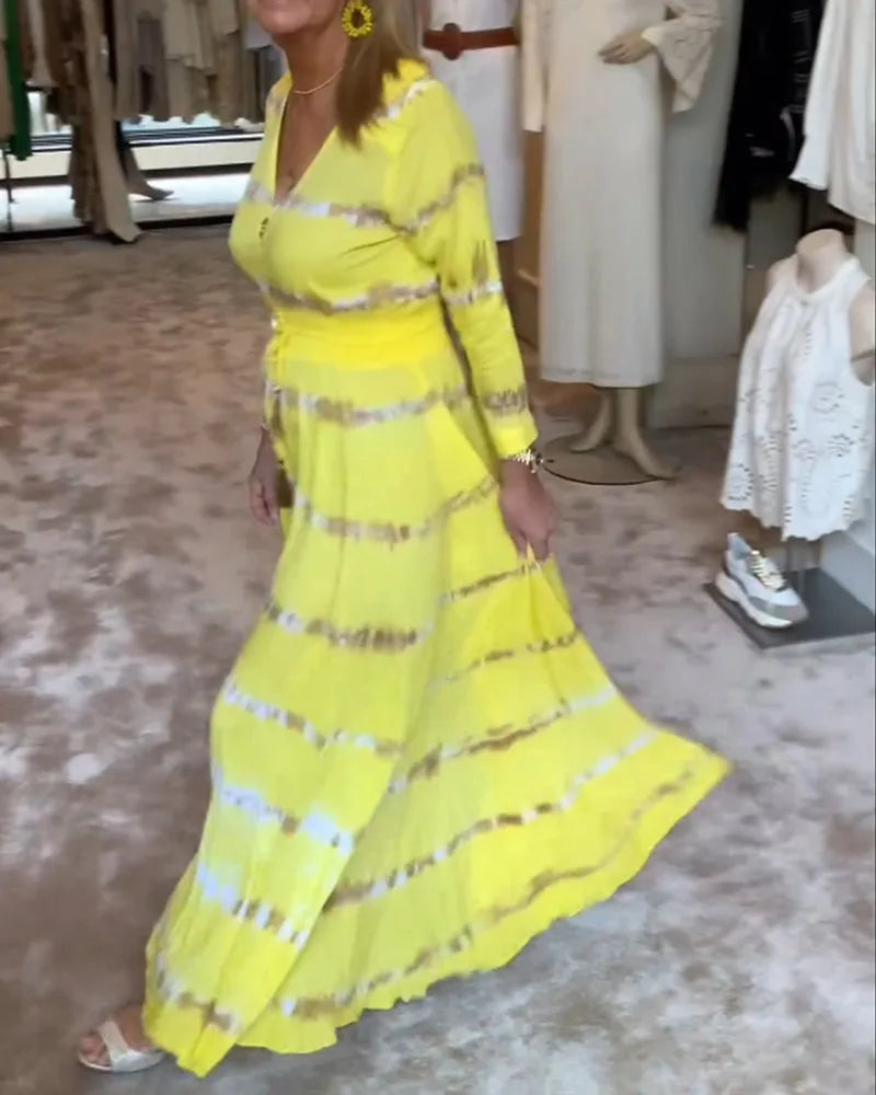 Maxi jurk met V-hals en knopen