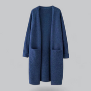CELLO - Lange Warme Gebreide Cardigan | Dames Women Cardigans Zavalori Koninklijk Blauw Één Maat