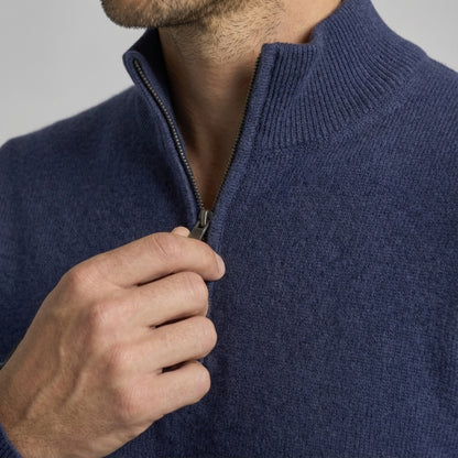 Long Sleeve Regular Fit Ritskraag Pullover Inktblauw