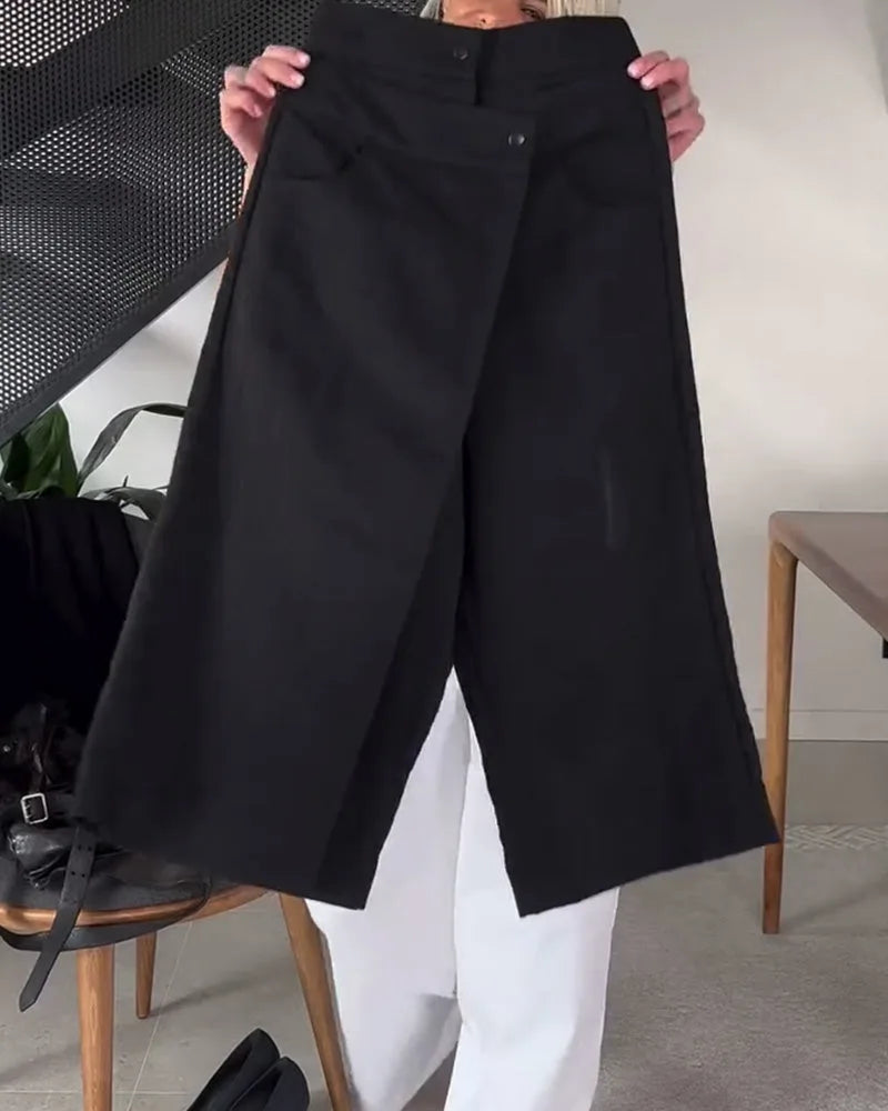 Pantalon High Waist met Asymmetrische Zoom