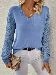 GEMMA - V-Neck Sweater Dames Women's Sweater Zavalori Pauwblauw 8 (S)