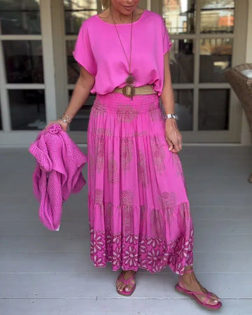 T-shirt met ronde hals en korte mouwen