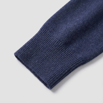 Long Sleeve Regular Fit Ritskraag Pullover Inktblauw