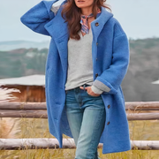 EVA - Lange Wollen Damesjas Met Knopen Coat Zavalori Blauw S