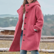 EVA - Lange Wollen Damesjas Met Knopen Coat Zavalori Roze S