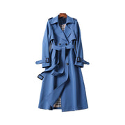 TESSA - Lange Trenchcoat Met Riem Women's Coat Zavalori Blauw 6 (XS)