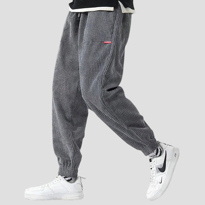 Baggy joggers van ribfluweel met elastische taille en grote zakken voor heren-1