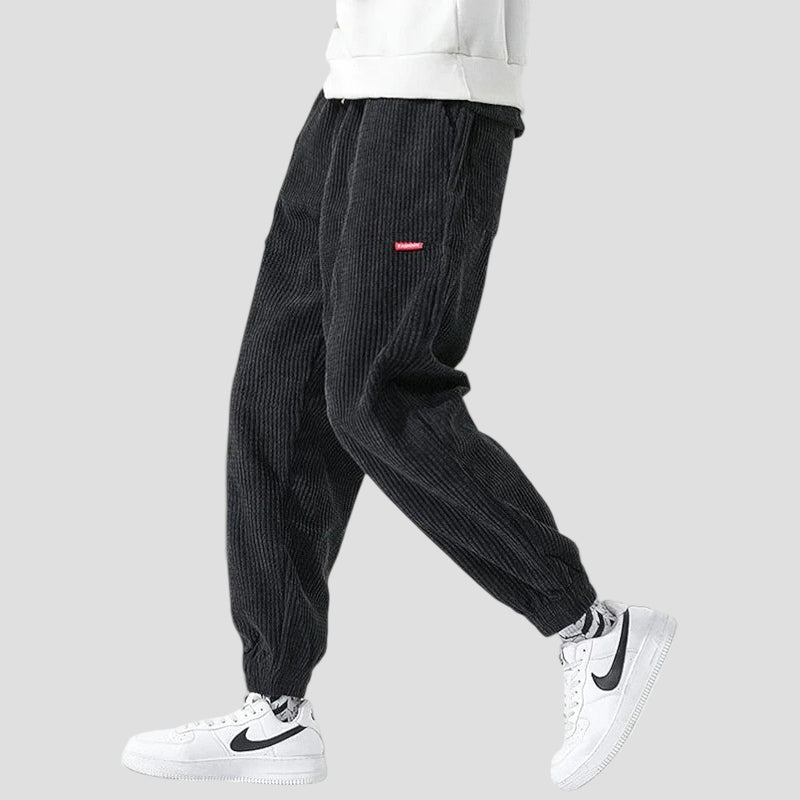 Baggy joggers van ribfluweel met elastische taille en grote zakken voor heren-4