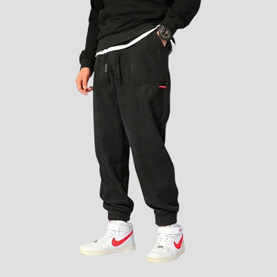 Baggy joggers van ribfluweel met elastische taille en grote zakken voor heren-5