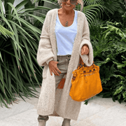 Aubrey - Comfortabele Lange Gebreide Cardigan met Love & Peace Motief Women's Cardigan Zavalori