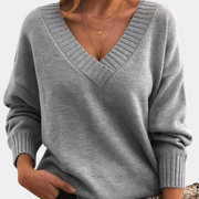 ELLA - Stijlvolle V-hals Trui voor Dames sweater women Zavalori Grijs S