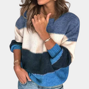 CLEO - Gestreepte Herfst Dames Trui sweater women Zavalori Blauw 2XL