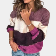 CLEO - Gestreepte Herfst Dames Trui sweater women Zavalori Paars 2XL