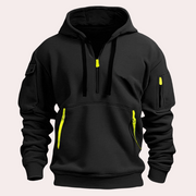 TEVO - Winter Hoodie voor Heren met Halve Rits Hoodies Zavalori Zwart S