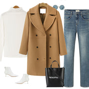 HAVENNE - Omkeerbare Lange Dames Wolcoat wollen herfstjas dames Zavalori