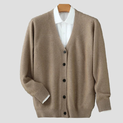Cashmere cardigan met v-hals en lange mouwen voor werk in de herfst heren-1