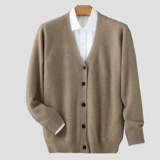 Cashmere cardigan met v-hals en lange mouwen voor werk in de herfst heren-1
