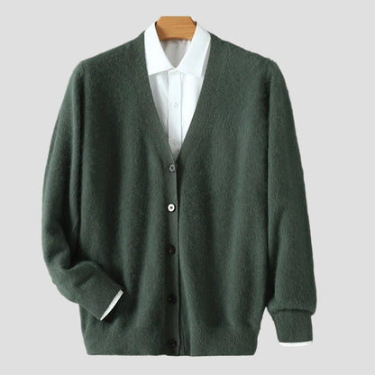 Cashmere cardigan met v-hals en lange mouwen voor werk in de herfst heren-3