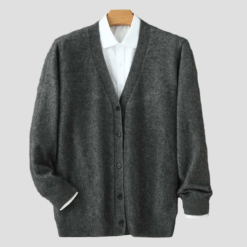 Cashmere cardigan met v-hals en lange mouwen voor werk in de herfst heren-4