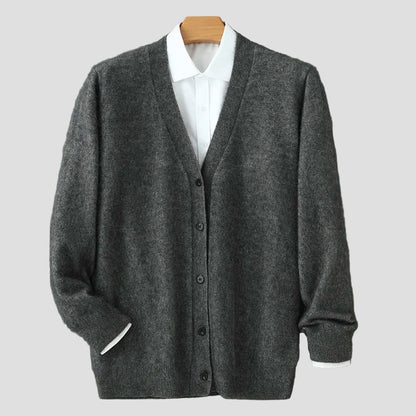 Cashmere cardigan met v-hals en lange mouwen voor werk in de herfst heren-4