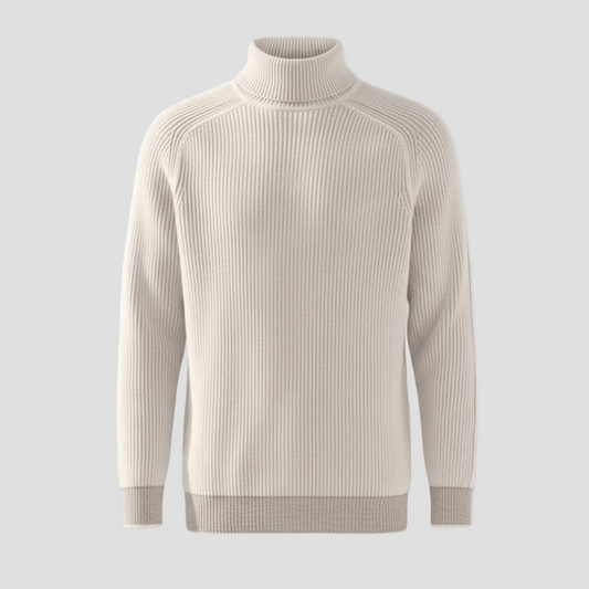 Cashmere trui met hoge kraag en ribstructuur