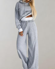 JANE - Zachte Dames Lounge Set Loungewear Set Zavalori Grijs S