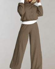 JANE - Zachte Dames Lounge Set Loungewear Set Zavalori Bruin S