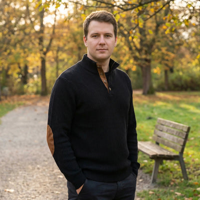 Corduroy trui met opstaande kraag en knoopsluiting