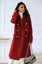 JOY - Lange Damesjas Met Knopen Mantel jacket Zavalori Rood S
