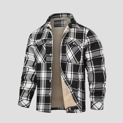 Fleece jas met plaid patroon en borstzakken voor dagelijks gebruik heren-2
