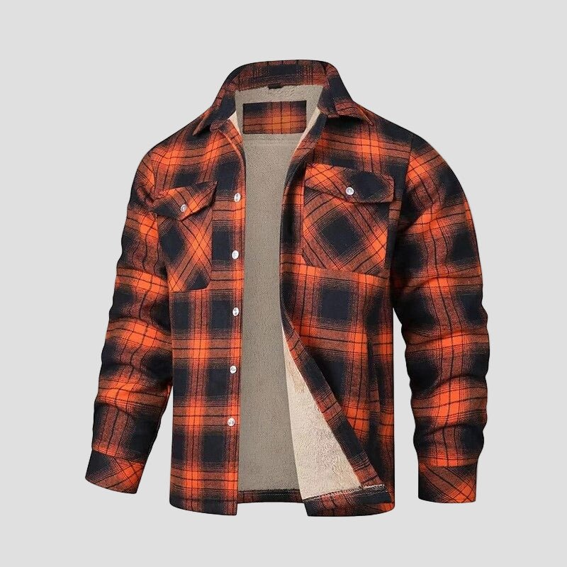 Fleece jas met plaid patroon en borstzakken voor dagelijks gebruik heren-3